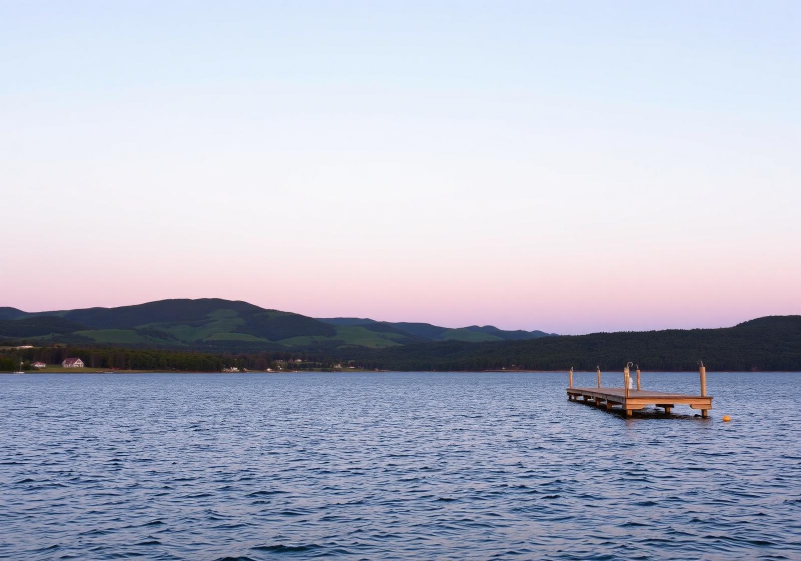 Lake Champlain shoreline at sunset